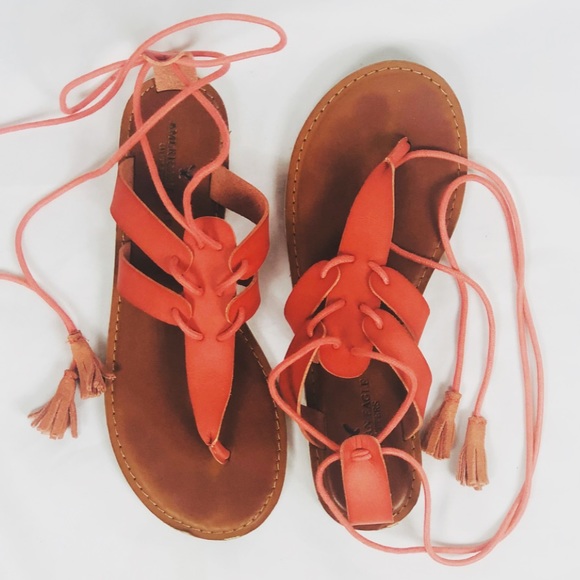 American Eagle Outfitters Shoes - 🆕 AE Scarlet Lace Up Gladiator Sandal W/ Tassel